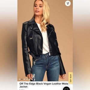 Off The Edge Black Vegan Leather Moto Jacket